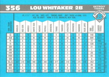 1990 Bowman - Limited Edition (Tiffany) #356 Lou Whitaker Back