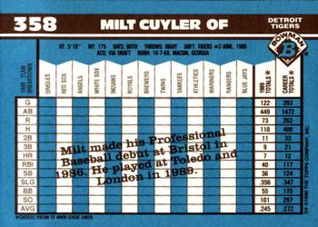 1990 Bowman - Limited Edition (Tiffany) #358 Milt Cuyler Back