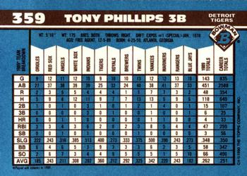 1990 Bowman - Limited Edition (Tiffany) #359 Tony Phillips Back