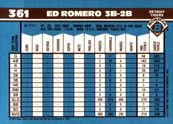 1990 Bowman - Limited Edition (Tiffany) #361 Ed Romero Back