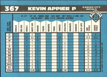 1990 Bowman - Limited Edition (Tiffany) #367 Kevin Appier Back