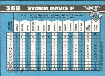 1990 Bowman - Limited Edition (Tiffany) #368 Storm Davis Back
