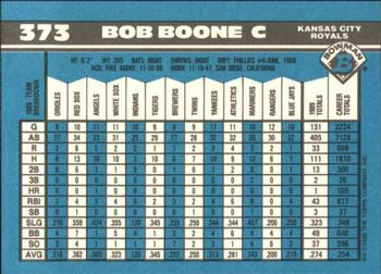 1990 Bowman - Limited Edition (Tiffany) #373 Bob Boone Back