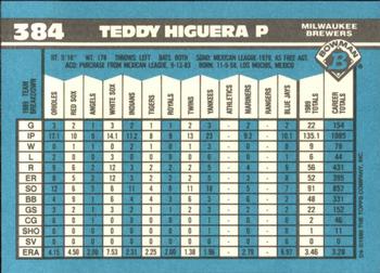 1990 Bowman - Limited Edition (Tiffany) #384 Teddy Higuera Back