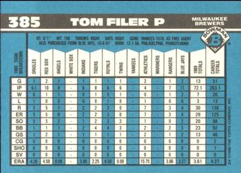 1990 Bowman - Limited Edition (Tiffany) #385 Tom Filer Back
