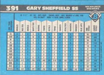 1990 Bowman - Limited Edition (Tiffany) #391 Gary Sheffield Back