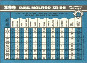 1990 Bowman - Limited Edition (Tiffany) #399 Paul Molitor Back