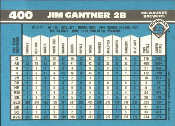1990 Bowman - Limited Edition (Tiffany) #400 Jim Gantner Back