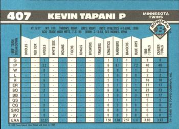 1990 Bowman - Limited Edition (Tiffany) #407 Kevin Tapani Back