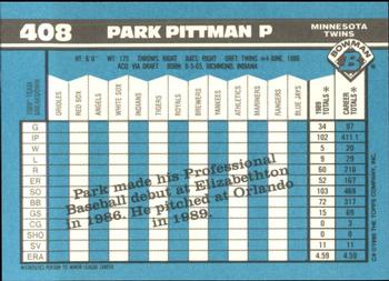 1990 Bowman - Limited Edition (Tiffany) #408 Park Pittman Back