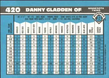 1990 Bowman - Limited Edition (Tiffany) #420 Danny Gladden Back