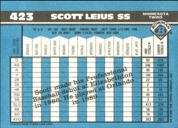1990 Bowman - Limited Edition (Tiffany) #423 Scott Leius Back