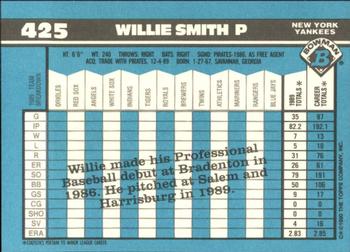 1990 Bowman - Limited Edition (Tiffany) #425 Willie Smith Back