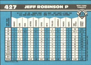 1990 Bowman - Limited Edition (Tiffany) #427 Jeff Robinson Back