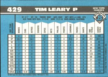 1990 Bowman - Limited Edition (Tiffany) #429 Tim Leary Back
