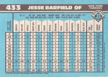 1990 Bowman - Limited Edition (Tiffany) #433 Jesse Barfield Back