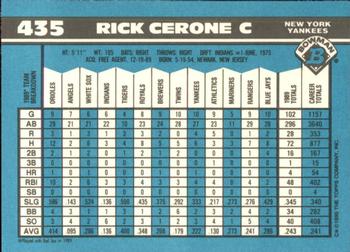 1990 Bowman - Limited Edition (Tiffany) #435 Rick Cerone Back