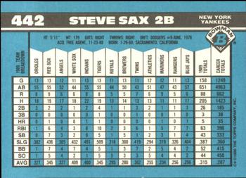 1990 Bowman - Limited Edition (Tiffany) #442 Steve Sax Back