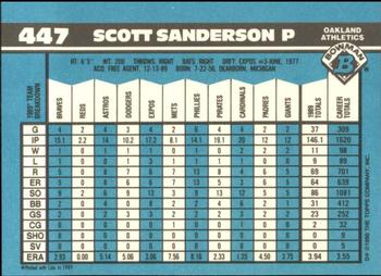 1990 Bowman - Limited Edition (Tiffany) #447 Scott Sanderson Back