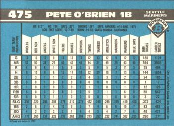 1990 Bowman - Limited Edition (Tiffany) #475 Pete O'Brien Back