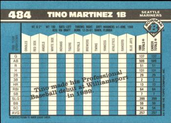 1990 Bowman - Limited Edition (Tiffany) #484 Tino Martinez Back