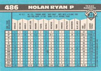 1990 Bowman - Limited Edition (Tiffany) #486 Nolan Ryan Back