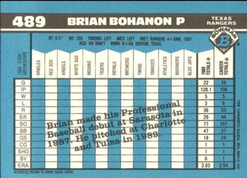 1990 Bowman - Limited Edition (Tiffany) #489 Brian Bohanon Back