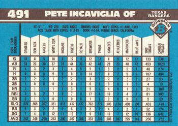 1990 Bowman - Limited Edition (Tiffany) #491 Pete Incaviglia Back
