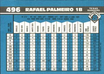 1990 Bowman - Limited Edition (Tiffany) #496 Rafael Palmeiro Back