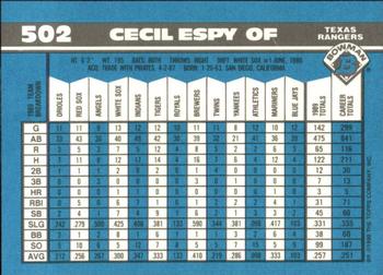 1990 Bowman - Limited Edition (Tiffany) #502 Cecil Espy Back