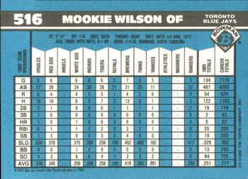 1990 Bowman - Limited Edition (Tiffany) #516 Mookie Wilson Back
