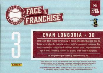 2013 Panini Hometown Heroes - Face of the Franchise Signatures #FFEL Evan Longoria Back