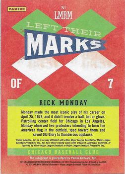 2013 Panini Hometown Heroes - Left Their Marks Autographs #LMRM Rick Monday Back
