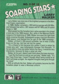 1990 Fleer - Soaring Stars #3 Larry Walker Back