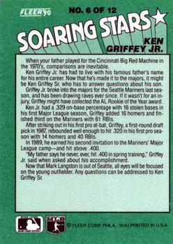 1990 Fleer - Soaring Stars #6 Ken Griffey, Jr. Back