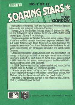 1990 Fleer - Soaring Stars #7 Tom Gordon Back