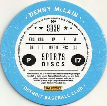 2013 Panini Hometown Heroes - Sport Discs #SD39 Denny McLain Back