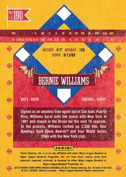 2013 Panini Hometown Heroes - States #190 Bernie Williams Back