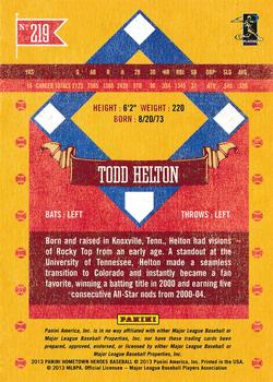 2013 Panini Hometown Heroes - States #219 Todd Helton Back
