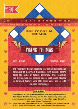 2013 Panini Hometown Heroes - States #64 Frank Thomas Back