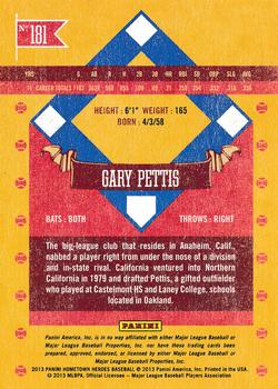 2013 Panini Hometown Heroes - Zip Code #181 Gary Pettis Back