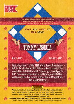 2013 Panini Hometown Heroes - Zip Code #192 Tommy Lasorda Back