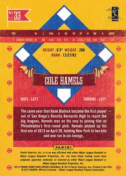 2013 Panini Hometown Heroes - Zip Code #33 Cole Hamels Back
