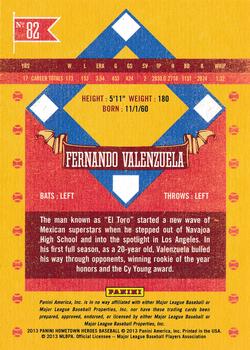 2013 Panini Hometown Heroes - Zip Code #82 Fernando Valenzuela Back