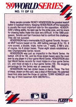 1990 Fleer - World Series #11 Henderson Swipes Championship Series Records Back