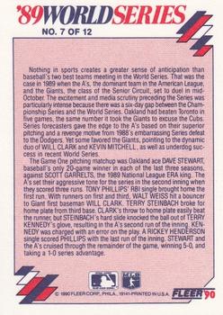1990 Fleer - World Series #7 Game One and A's Break Out on Top Back