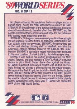 1990 Fleer - World Series #8 Dave Stewart - Oakland's MVP Back