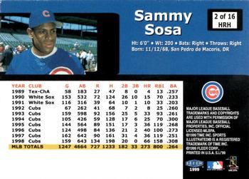 1999 Home Run Heroes #2 HRH Sammy Sosa Back