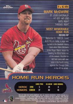 1999 Home Run Heroes #9 HRH Mark McGwire Back