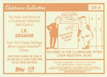 2013 Topps Heritage Minor League - Clubhouse Collection Relics #CCR-JG J.R. Graham Back